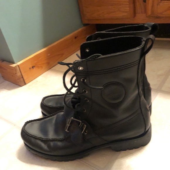 Polo by Ralph Lauren Black Leather Boots Sz 10D - Picture 5 of 6